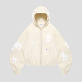 WHITE CROSS ZIP HOODIE