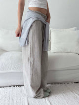 Natural sand stripe linen pants(2color)