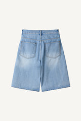 Air Blue Washed Denim Bermuda Pants