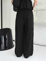 Horsher rustling nylon pintuck two-way cargo pants