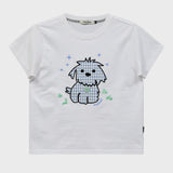 マルチーズチェックアップリケボタンハーフTシャツ