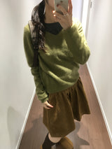 Hairy Angora V-Neck Knit (4 Colors)