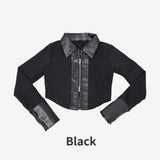 Esser leather color block shirt