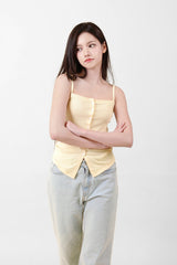 ボタンノースリーブトップス Yellow
