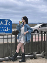 [Bellide made] デイズルーズフィットピンタックデニムシャツ