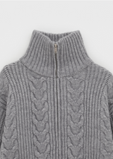 [MADE] Stevie Cable High Neck Knit Zip-up