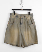 Tacoon Button Oversized-Fit Half-Length Bermuda Denim Pants