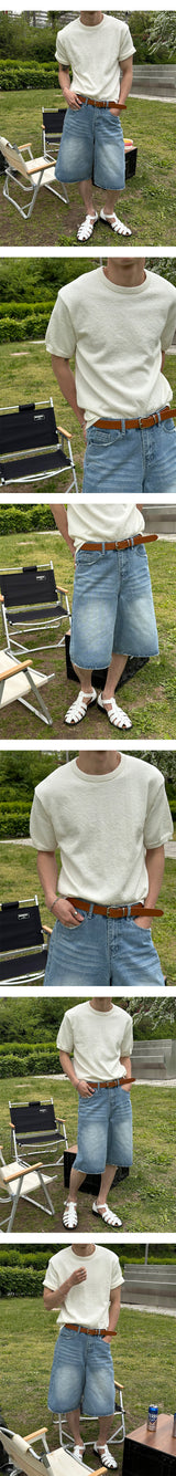 [S/S] ダメージバミューダデニムパンツ(2color)