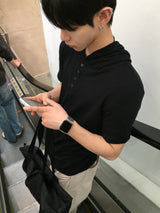 ゴーデ ヘンリーネック フーデッド ショートスリーブ Tシャツ 5カラー