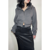 ANTIQUE ZIPPER CROP HOODIE