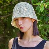 VZ Label Cable Knit Bucket Hat / Ivory