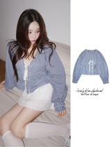 lovely blue checkered cotton blouse