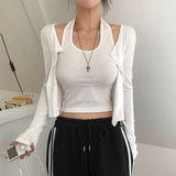 [BELLIDE MADE] Holter neck camisole + cardigan setup