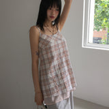 Haso chiffon layered checkered sleeveless dress