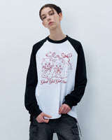 RIBBON CATS CROP LONG SLEEVE-BLACK