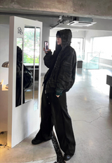 Reversible Camo & Deep Black Oversized Zip-up Hoodie