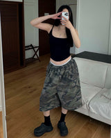 [Unisex] Camo bermuda sweat pants 