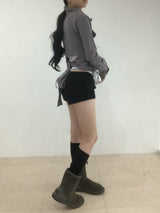 バックリボンストライプポケットシャツ