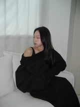 [Off-Shoulder Available] Robe Pintuck Big Hooded Sweatshirt (2c)