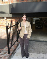 Double button short trench jacket