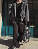 Zenith embroidered brushed wide pants