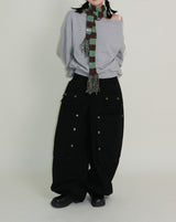 Kuro banding snap pocket wide fit washed pants