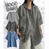 Luck on Linen Stripe Hooded Shirt