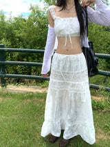  Garden Ethnic Lace Bustier & Long Maxi Skirt 2PCS SET (Ivory)