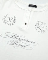 クラブNo.37ヘンリーネックTシャツ ホワイト