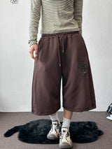 Millicrome Embroidered Patch Side Pintuck Bermuda Shorts 4color