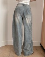Be-string wide denim pants