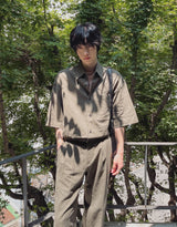 モリスリネンベルト付きワイドスラックス