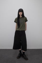 Side Slit Darted Bermuda Black