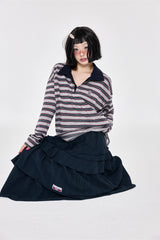 チェックラッフルスカート  Navy