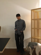 wide black denim pants (1color)