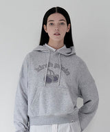 KIRSH PLAIN CHERRY ARCH LOGO CROP HOODIE [MELANGE GRAY]