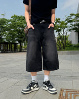 Leewoo denim bermuda pants
