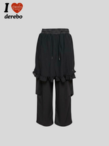 シフォンラップレイヤードバンディングパンツ