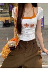 Hazelnut pintuck wide cotton casual pants