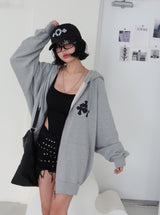 [UNISEX] Chrome Patch オーバーサイズフィット フード付きジップアップジャケット