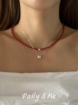 3mm red freshwater necklace