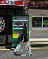 lace see-through flare layered maxi long skirt