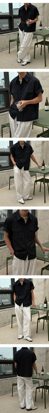 [Unisex] ナイロンツータックロープバンドパンツ(3color)