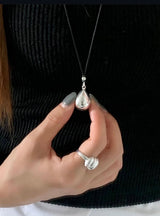 Silver925 ビッグウォータードロップネックレス (2 colors)
