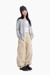 Summer U-neck Ribbed Long Sleeve
