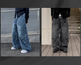 Skull Dart Wide Cargo Denim Pants