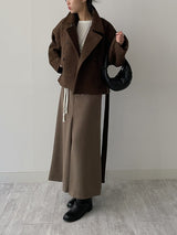 [wool70%] バーネットウールベルテッドショートコート
