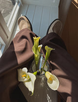 Leaf double pin tuck string wide slacks