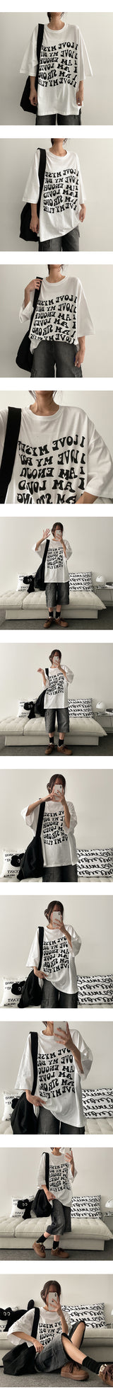 I Love Rounding Lettering Oversized Fit Short Sleeve Tee