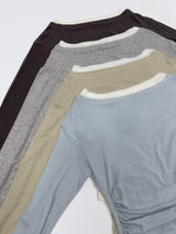 Layered Shirring Boat Neck T-Shirt